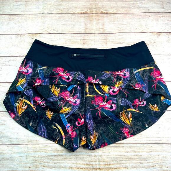 Lululemon Speed up Jungle Birds of Paradise Print Running Shorts / BLACK - Picture 7 of 7